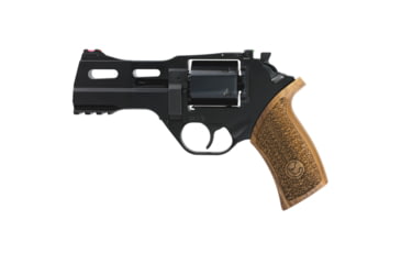 Image of Chiappa Firearms Rhino 40DS Revolver, 9mm Luger, 4in Barrel, Fixed Fiber Optic Front Sight, Black Frame, Wood Grip, 6 Round Cylinder, 340165