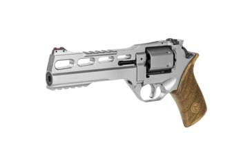 Image of Chiappa Firearms Rhino 60SA Revolver, .357 Magnum/.38 Special, 6in Barrel, Fixed Fiber Optic Front Sight, Nickel Frame, Wood Grip, 6 Round Cylinder, CF340249