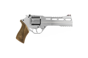 Image of Chiappa Firearms Rhino 60SA Revolver, .357 Magnum/.38 Special, 6in Barrel, Fixed Fiber Optic Front Sight, Nickel Frame, Wood Grip, 6 Round Cylinder, CF340249
