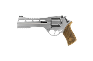 Image of Chiappa Firearms Rhino 60SA Revolver, .357 Magnum/.38 Special, 6in Barrel, Fixed Fiber Optic Front Sight, Nickel Frame, Wood Grip, 6 Round Cylinder, CF340249