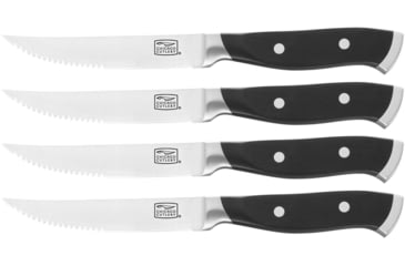 Image of Chicago Cutlery Armitage Steak Knives, 4.5" satin finish partially serrated high carbon s, Black polymer handle, 1132352