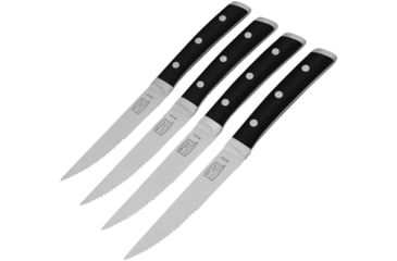 Image of Chicago Cutlery Damen 4pc Steak Knife Set, 4.5 satin finish partially serrated high carbon s, Black polymer handle, 1123331