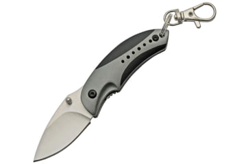 Image of China Made Camper Linerlock Gray Folding Knife, 1.75 satin finish 440 stainless blade, Black and gray aluminum handle, 211516-GY