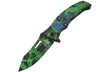 Image of China Made Cat Eye Linerlock Green Folding Knife, 3.75 stainless blade, Synthetic handle, 300503-GN