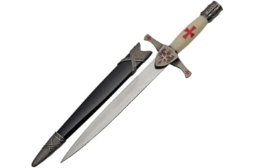 Image of China Made Crusader Dagger Knife, 9.5 satin finish stainless blade, White plastic handle, 211512