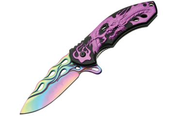 Image of China Made Dragon Flame Purple/Black Folding Knife,3.125in,Black,Composition Handle CN300291PU