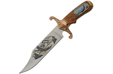 Image of China Made Eagle Bowie Knife, 5.25 satin finish stainless blade, Brown synthetic handle, 211487-EG