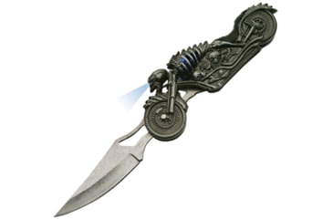 Image of China Made Eagle Hunter Fixed Blade Folding Knife, 2.75in Satin SS Blade, Sculpted Aluminum, 211410