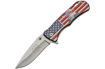 Image of China Made Eagle Linerlock A/O Folding Knife, 4.5in Closed, 3.5in Satin SS Drop Point, Aluminum, 300464-EG