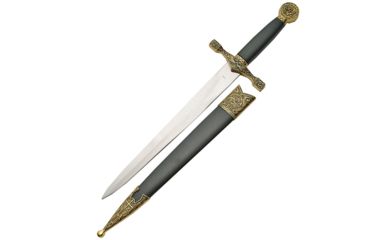 Image of China Made Excalibur Dagger Fixed Blade Knife, 9.25in, Dagger Blade, Black, Composition Handle CN211347