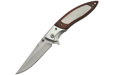 Image of China Made Linerlock Folding Knife,3.25in,Clip Point,Brown,Pakkawood Handle CN300322