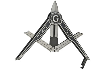 Image of China Made Masonic Paratrooper Folding Knife, 3.5 two-tone finish stainless blade, Black and silver aluminum handle, 211463