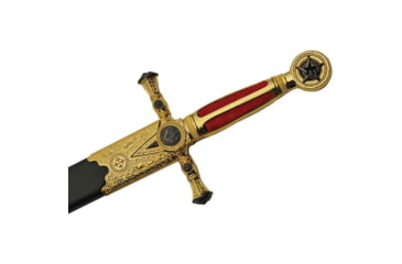 Image of China Made Masonic Sword, 29.5in Overall, 23in Mirror Unsharpened SS Blade, Metal Alloy Guard And Pommel, Gold Finish Metal And Red Velveteen Handle, 926930