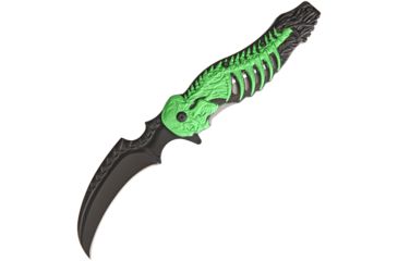 Image of China Made Monster Skull Linerlock A/O Folding Knife,3.75in,Stainless Steel,Black,Composition Handle CN300308GN