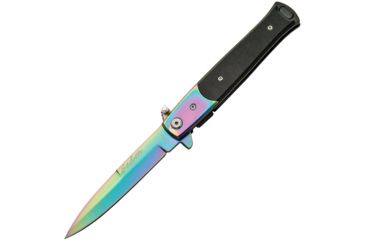 Image of China Made Rainbow Stilletto A/O Folding Knife,3.75in,Black,G10 Handle CN300102RB