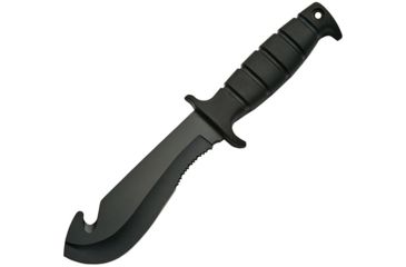Image of China Made Rubber Handle Guthook Fixed Blade Knife, 6in, Black Rubberized Handle CN211222