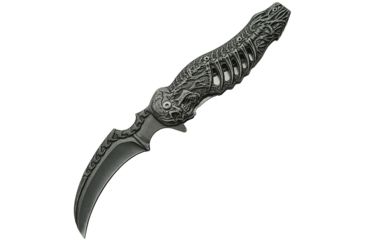 Image of China Made Skull Talon Linerlock A/O Folding Knife,3.75in,Stainless Steel,Black Stonewash,Black Stonewash,Stainless Handle CN300308SW