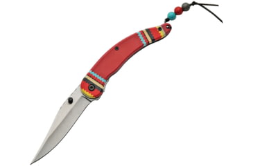 Image of China Made Spirit Linerlock A/O Folding Knife, 5in Closed, 3.75in Satin SS Blade, Red Synthetic, Red, 300450-RD