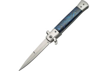 Image of China Made Stiletto Blue A/O Folding Knife,4in,Stainless Steel CN300342BL