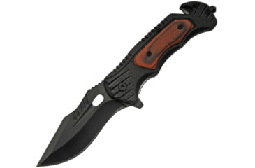 Image of China Made Tactical Linerlock A/O Folding Knife, 5in Closed, 3.5in Black SS Drop Point, Black ABS, Black, 300441