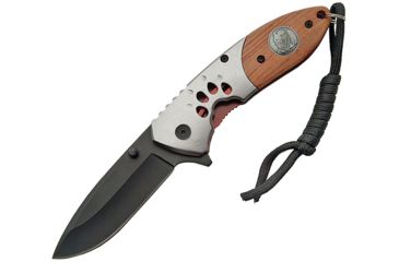 Image of China Made Wolf Track Linerlock A/O Folding Knife,3in,3Cr13 Stainless Steel,Drop Point,Wood Handle CN300272WF