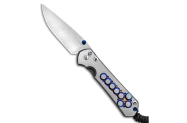 Image of Chris Reeve Knives Small Sebenza 31 Folding Knife, 3.00in, CPM S45VN, Clip Point Blade, Titanium, Gray Handle, Purple Cross, Gray/Steel, 7.00 inch, BHQ-113452