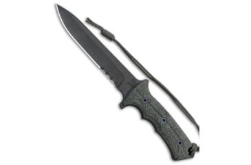Image of Chris Reeve Knives Green Beret Fixed Blade Knife, 7.00in, CPM S35VN, Spear Point Blade, Micarta, Gray Handle, Serr, Gray/Black, 12.375 inch, BHQ-7853