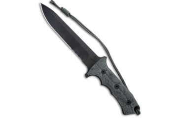 Image of Chris Reeve Knives Green Beret Fixed Blade Knife, 7.00in, CPM S35VN, Spear Point Blade, Micarta, Gray Handle, Serr, Black/Black, 12.375 inch, BHQ-35862