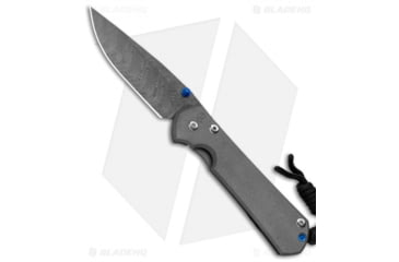 Image of Chris Reeve Knives Small Sebenza 31 Folding Knife, 2.94in, Damascus, Drop Point Blade, Titanium, Gray Handle, Double Lug, Damascus, Gray/Black, 6.875 inch, BHQ-135696