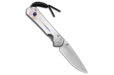 Image of Chris Reeve Knives Chris Reeve Left-Hand Small Sebenza 31 Knife Unique Titanium 2.94" Stonewash, Gray/Blue/Purple/Yellow, CPM MagnaCut, adult, BHQ-228809