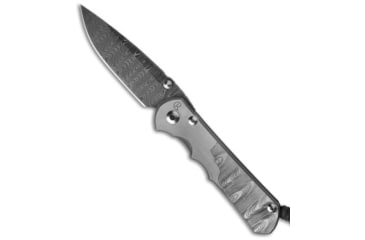 Image of Chris Reeve Knives Sebenza 25 Folding Knife, 3.625in, Damascus, Clip Point Blade, Titanium, Gray Handle, Ladder Damascus, Gray/Gray, 8.375 inch, BHQ-29036