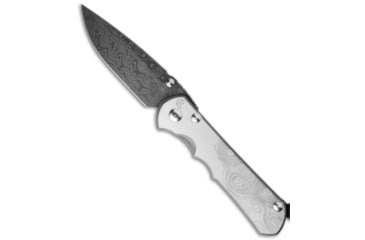 Image of Chris Reeve Knives Sebenza 25 Folding Knife, 3.625in, Damascus, Clip Point Blade, Titanium, Gray Handle, Raindrop Damascus, Gray/Gray, 8.375 inch, BHQ-32881