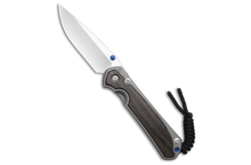 Image of Chris Reeve Knives Small Sebenza 31 Folding Knife, 3.00in, CPM MagnaCut, Drop Point Blade, Titanium, Wood, Gray/Wood Handle, Bog Oak Double Lug Blue Hardware, Gray/Wood/Gray, 7.00 inch, BHQ-216893