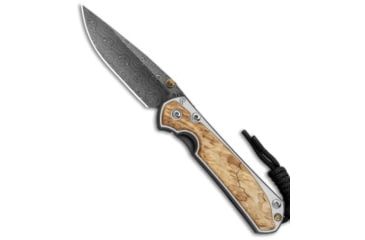 Image of Chris Reeve Knives Small Sebenza 31 Folding Knife, 2.94in, Damascus, Drop Point Blade, Wood, Wood Handle, Box Elde, Raindrop Damascus, Wood/Black, 6.875 inch, BHQ-98996