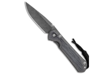 Image of Chris Reeve Knives Small Sebenza 31 Folding Knife, 3.00in, Damascus, Drop Point Blade, Micarta, Titanium, Black/Gray Handle, Double Lug, Boomerang Damascus, Black/Gray/Gray, 6.875 inch, BHQ-116117
