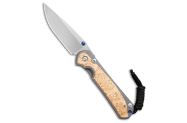 Image of Chris Reeve Knives Small Sebenza 31 Folding Knife, 3.00in, CPM MagnaCut, Drop Point Blade, Titanium, Wood, Gray/Wood Handle, Box Elder Double Lug, Gray/Wood/Gray, 7.00 inch, BHQ-216100