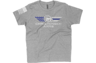 Image of Christensen Arms Blue Line T-Shirt - Men's, Small, Heather Gray, 720-00072-00