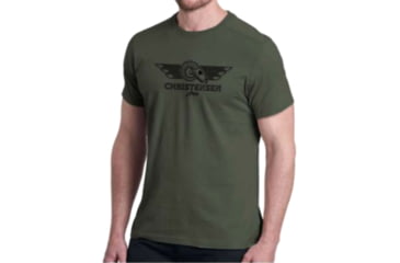 Image of Christensen Arms Ram Skull Wordmark SS Tee - Mens, Dark Olive, XL, 730-CA075-40-00-201-05