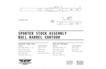 Image of Christensen Arms Ridgeline Sporter Fiberglass Rifle Stock, Carbon Fiber Right Hand Channel, Black/Gray, Short Action CA11142-1-2-1-12