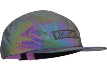 Image of Chrome Industries 5 Panel Hat DE70559E, Rainbow Reflective, AC-210-RBRF-NA-NA
