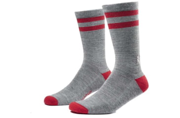 Image of Chrome Industries Merino Crew Socks 4FB5FE33, Grey Red Stripe, SM / MD, AC-236-GRSP-NA-SM/MD