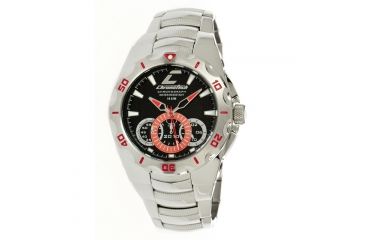 Image of Chronotech Active 7922  Watch - Stainless Steel, Red Markers Band, Black Face Ct.7922am/34m