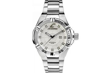 Image of Chronotech Active Metal Gear 7142  Watch - Stainless Steel Band, White Face Ct.7142m/06m