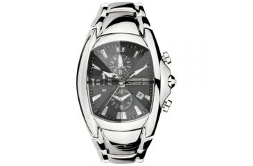 Image of Chronotech Prisma First 7106  Watch - Silver Band, Silver/Black Face Ct.7106m/02m