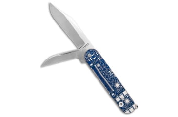 Image of Chuck Gedraitis Knives Magic Automatic Folding Knife, 3.20in, Nitro V Steel, Clip Point, Wharncliffe Blade, Blue Handle, Blue/Gray, 7.18 inch, BHQ-218911