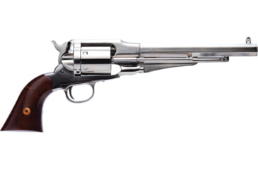 Image of Cimarron Arms 1858 New Model Army Revolver, .45 Long Colt, 8in Barrel, Fixed, Nickel Frame, Wood Grip, 6 Round Cylinder, CA1000N00