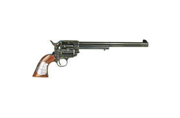 Image of Cimarron Arms WYATT EARP Revolver with Shield, .45 Long Colt, 10in Barrel, Old Model, Fixed, Case Colored/Hardened Frame, Wood Grip, 6 Round Cylinder, PP558