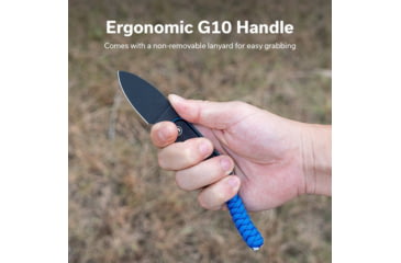 Image of CIVIVI Baby Banter Fixed Blade Knife, 2.39 in, Nitro-V Steel Black Stonewashed Blade, Drop Point Blade, G10 Black/Blue Handle, C23045-1