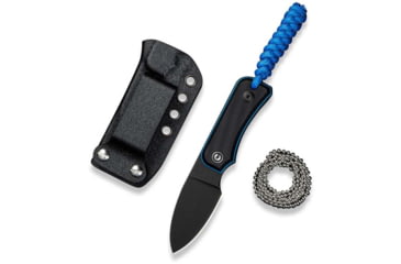 Image of CIVIVI Baby Banter Fixed Blade Knife, 2.39 in, Nitro-V Steel Black Stonewashed Blade, Drop Point Blade, G10 Black/Blue Handle, C23045-1