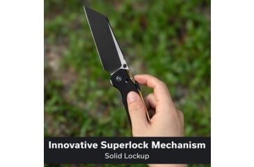 Image of CIVIVI Buster Fg Thumb Stud &amp; Superlock Knife Black Coarse G10 Handle 4.2inch Black Stonewashed Nitro-v Blade, Satin Flat - C24052-1